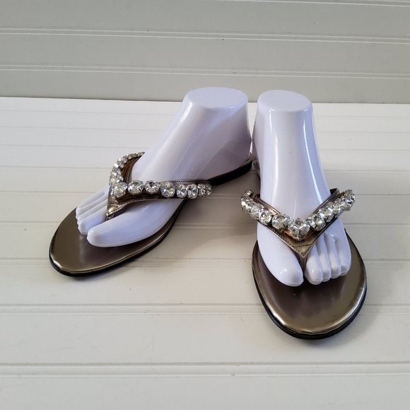 Paruolo Women's Large Rhinestone Thong Flip Flops Shoes Size 40 - Picture 4 of 9